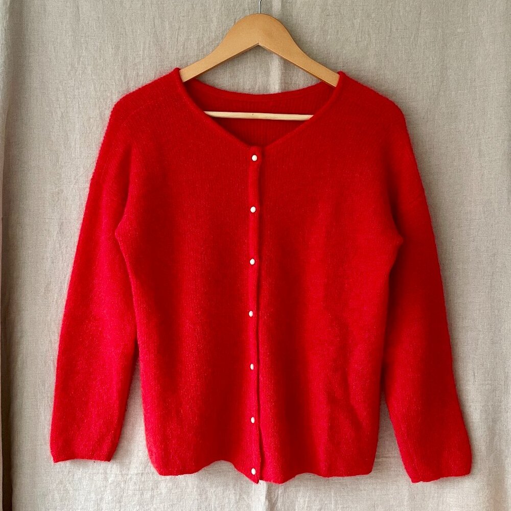 Sezane Gaspard Cardigan | Red | Size M - cashmere w/ pearl buttons
